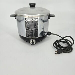 Vintage Sunbeam CF Aluminum Slow Cooker Deep Fryer Basket Lid Cord Handle USA VT